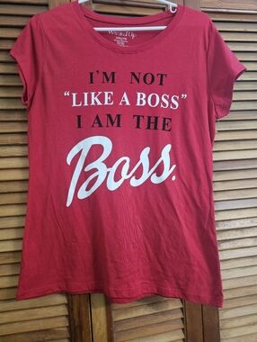 Wound Up Red 'I Am The Boss' Graphic Tee Red XXL (19) NEW